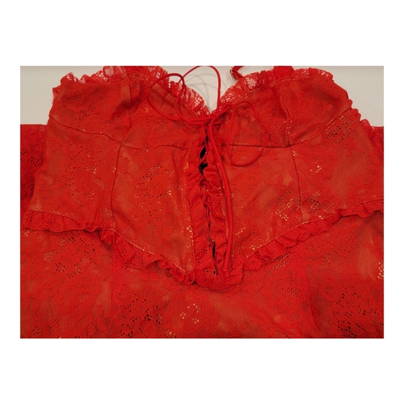 NWOT For Love and Lemons 🍋 Gracie High and Low Lace Dress Large Red - Picture 5 of 6